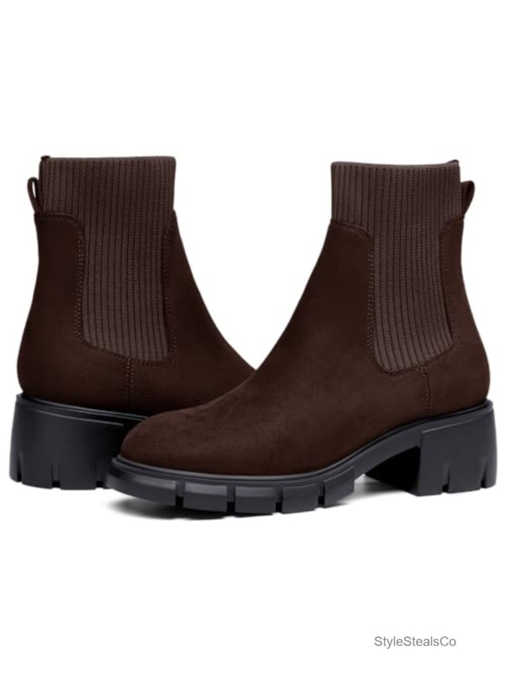 Womens Platform Ankle Boots Chunky Block Heel Chelsea Booties Lug Sole